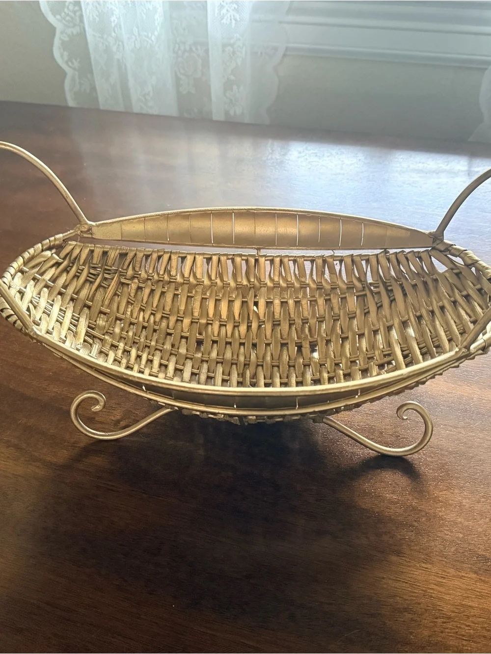 Gold Metal Woven Decorative Bowl with Stand - Home Accents